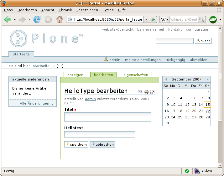 Plone: HelloType in action
